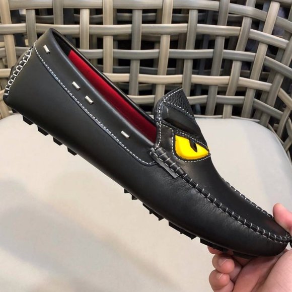 NEW Fendi Monster Eyes Black Leather Loafers main image 5